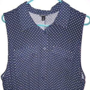 Navy Blue Polka-Heart Handkerchief Shirt Dress